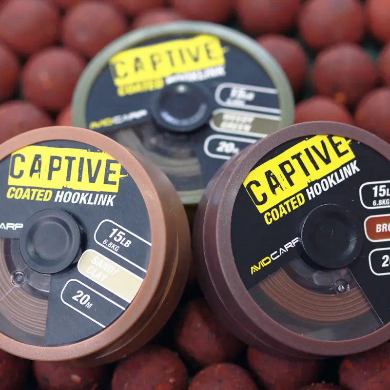 Livrare expres Fir textil AVID carp captive coated hooklink, sand/clay, 25lb