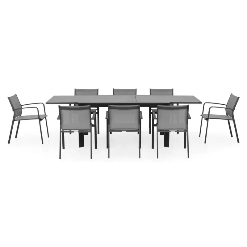 CERAMIC Set mobilier terasă/grădină, 8 scaune și masă extensibilă Premium