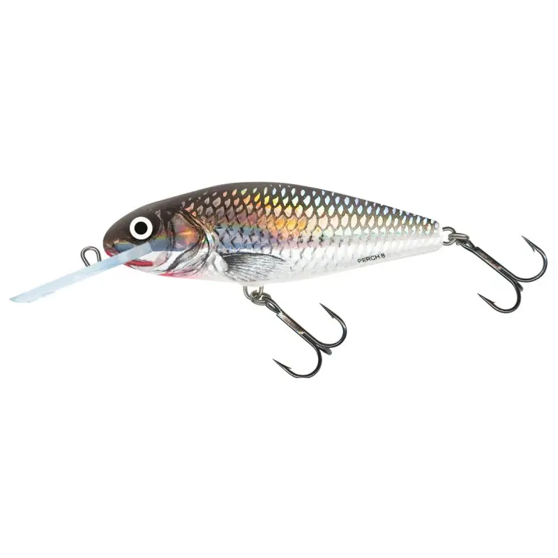Plată sigură Vobler Salmo Perch Deep Runner, Holographic Grey Shiner, 8cm, 14g