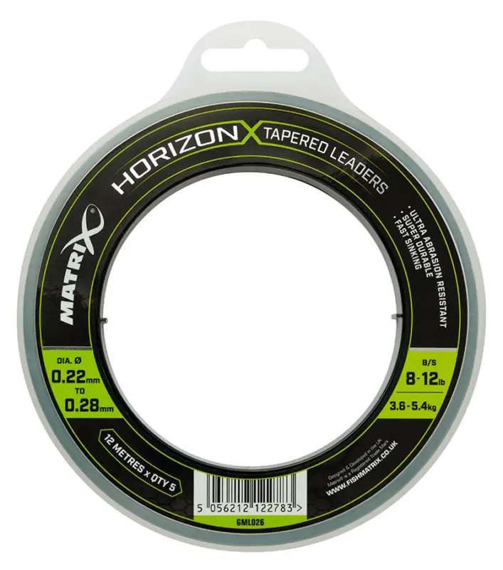Plată sigură Fir Inaintas Conic Matrix Horizon X Tapered Shock Leader, 0.22-0.28mm, 5x12m