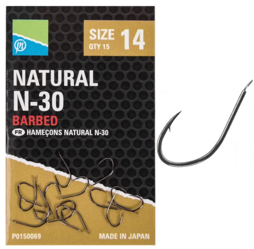 Ultima șansă Carlige cu Micro Barbeta Preston Natural N-30, 15buc/plic