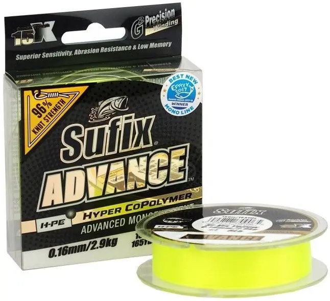 Fir Monofilament Sufix Advance HMPE Hyper CoPolymer, Hi Vis Yellow, 150m Promoție