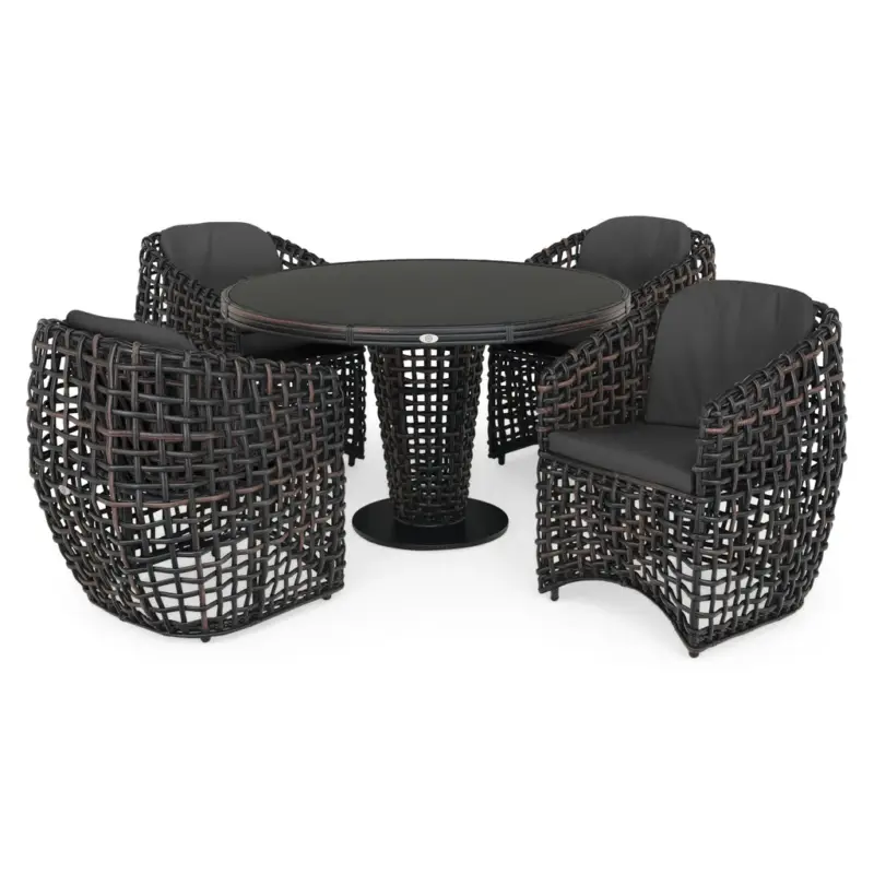 Livrare gratuită DINASTY Set mobilier terasă/grădină, 4 fotolii și masă rotundă