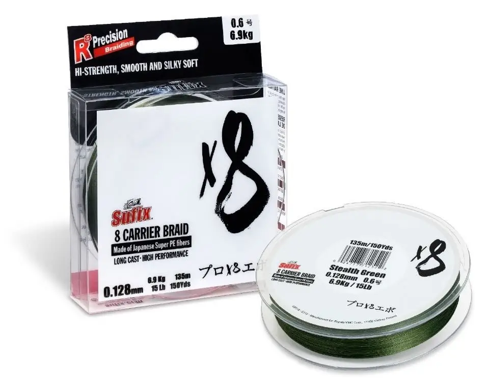 Fir Textil Sufix X8 PE Braided Cord, Stealth Green, 135m Preț redus