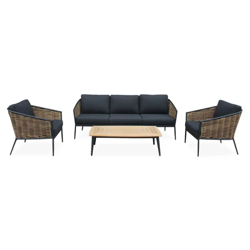 Livrare gratuită DARIO Set mobilier terasă/grădină, 2 fotolii, canapea 3 locuri și măsuță