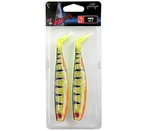 Comandă acum Shad FOX Rage Pro Shad, UV Perch, 14cm, 2buc/blister