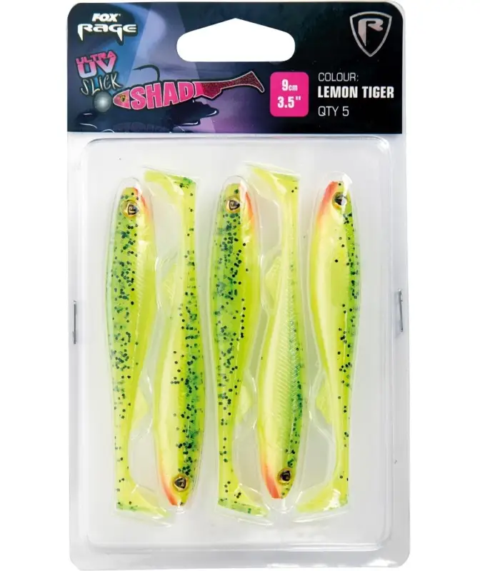 Shad Fox Rage Slick Shad Ultra UV, Lemontiger, 9cm, 5buc/plic Retur gratuit
