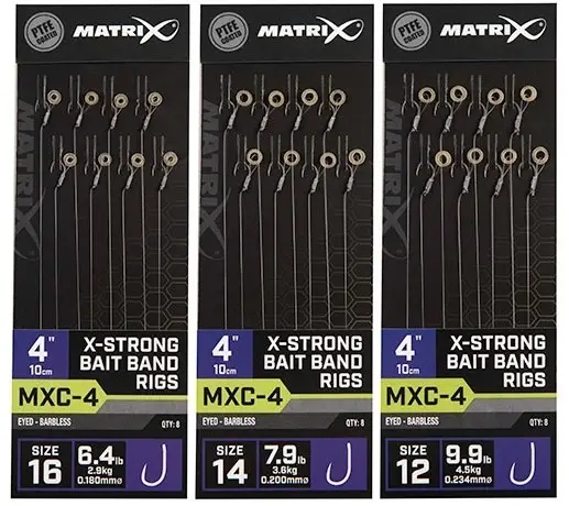 Riguri Matrix MXC-4 Barbless X-Strong Bait Band Rigs, 10cm, 8buc/plic Livrare rapidă
