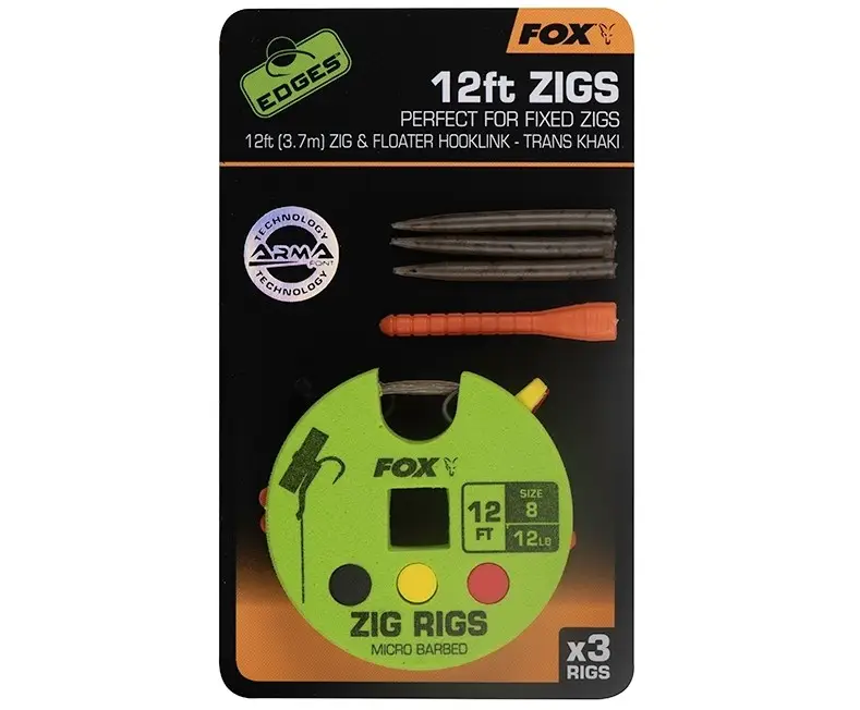Monturi FOX Edges Zig Rigs, 3buc/disc, Nr.8 12ft - 365cm Plată securizată