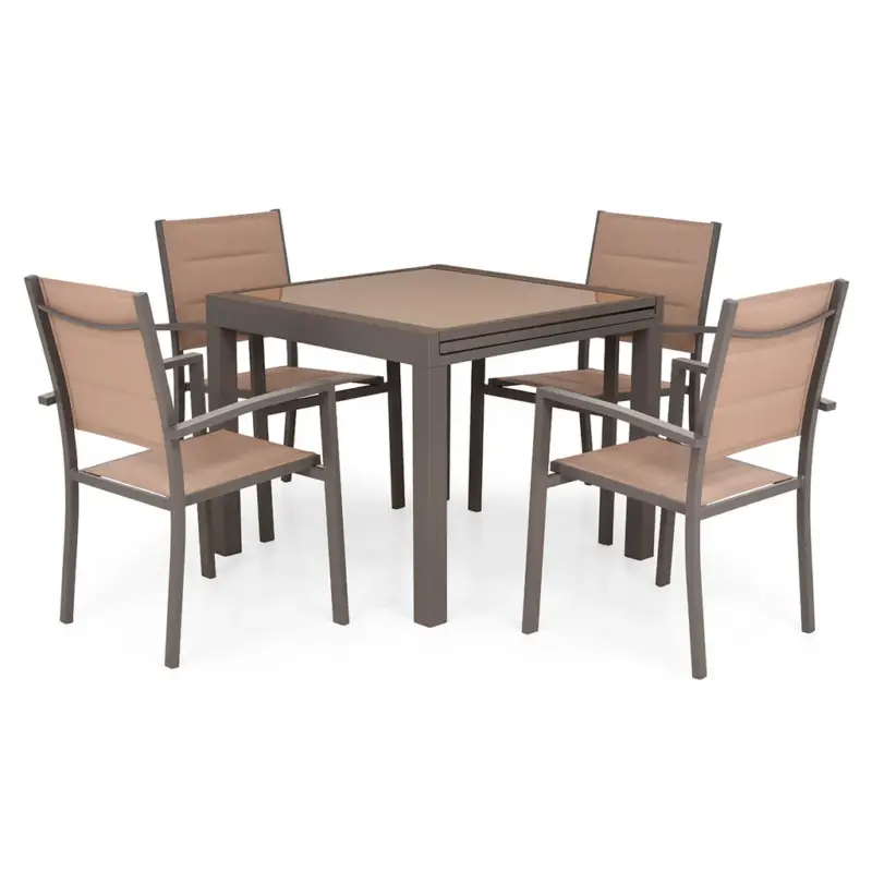 Preferatul clienților LUCCA Set mobilier terasă/grădină, 4 scaune și masă extensibilă