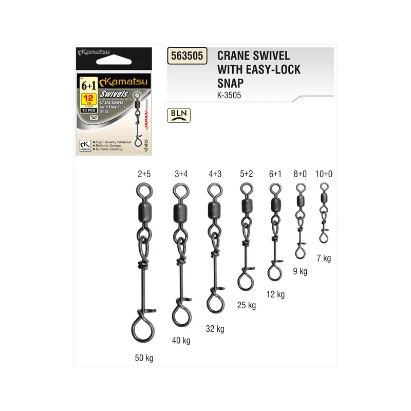 Agrafa cu Vartej Kamatsu Crane Swivel With Easy , Nikel negru, 10buc/plic Disponibil imediat