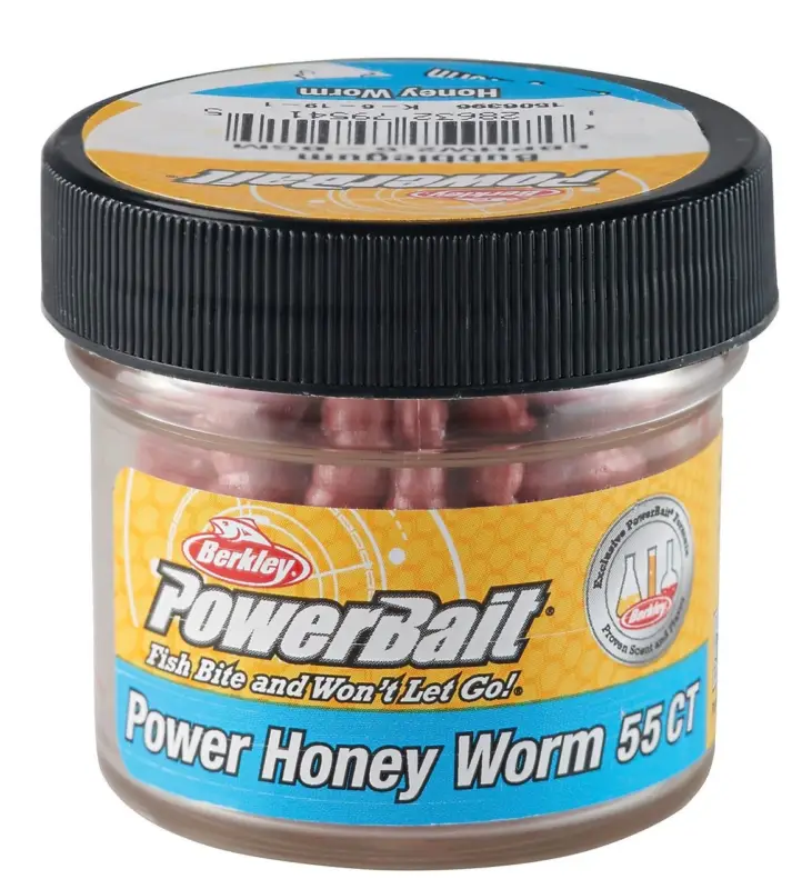 Super ofertă Naluca Berkley PowerBait Power Honey Worm Bubblegum, 60g, 25buc/borcan