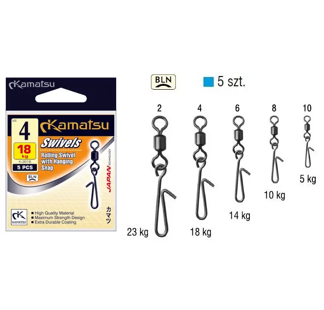 Agrafa cu Vartej Kamatsu Swivel with Hanging Snap K-3018, 5buc/pachet Preț mic