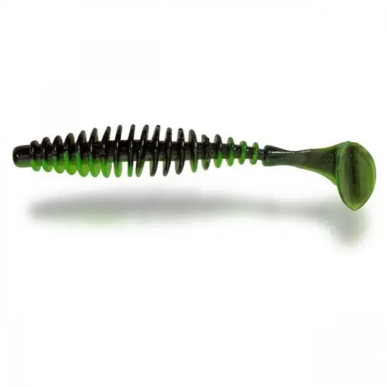 Retur ușor Shaduri Magic Trout T-worm Paddler, Culoare Neon Green Black, 5.5cm, 6buc/borcan
