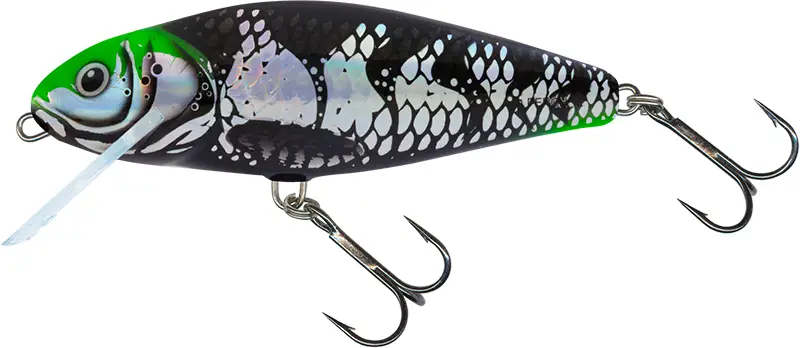 Nu rata Vobler Salmo Perch Floating, Holo Dark Green Head, 8cm, 12G