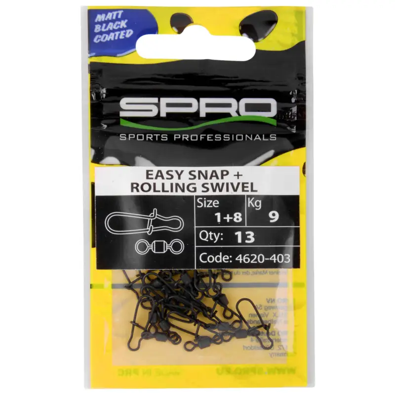 Calitate înaltă Vartej cu Agrafa Spro Matte Black Easy Snap + Rolling Swivel