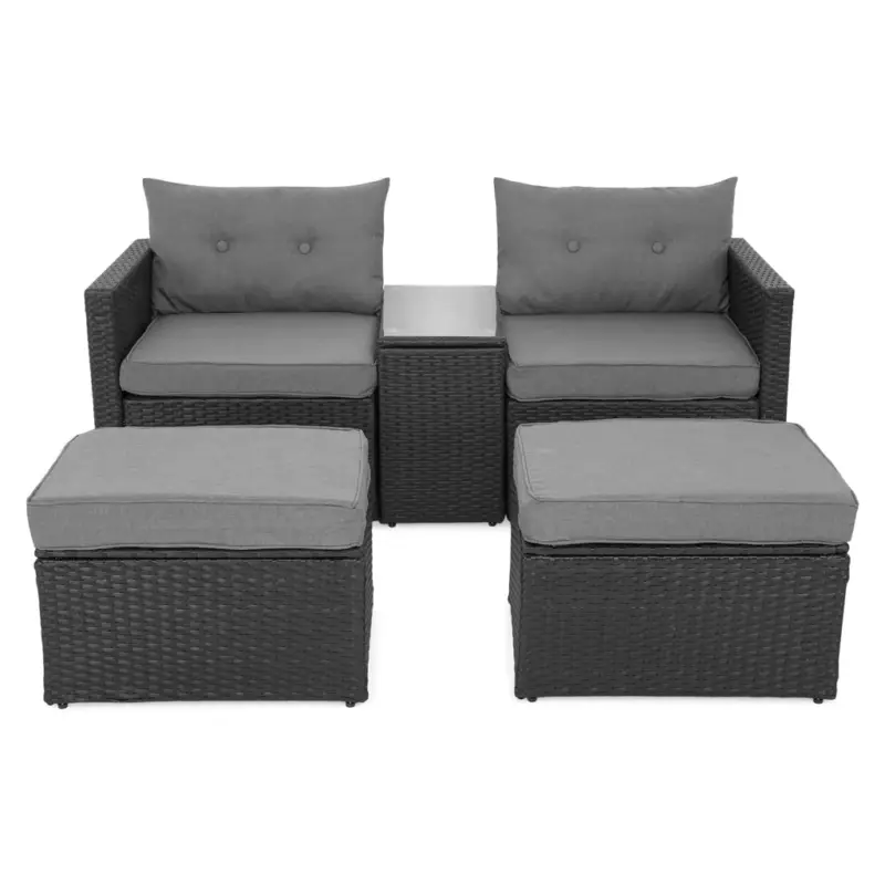 MARTI Set mobilier terasă/grădină, fotoliu braț stânga, fotoliu braț dreapta, 2 taburete și măsuță Promoție