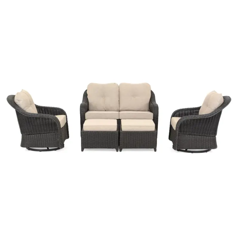 CANNET Set mobilier terasă/grădină, 2 fotolii rotative, 1 canapea 2 locuri și 2 taburete Vezi acum