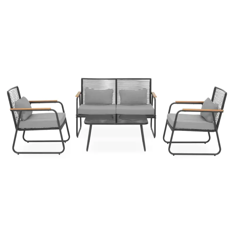 DARWIN Set mobilier terasă/grădină 2 fotolii, canapea și măsuță Disponibil imediat