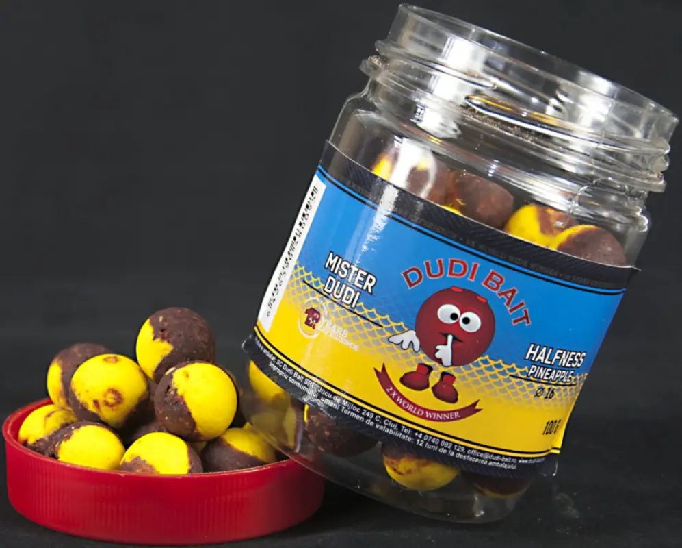 Boilies de Carlig Critic Echilibrat Mister Dudi “Halfness” Pineapple, 100g Ultima șansă