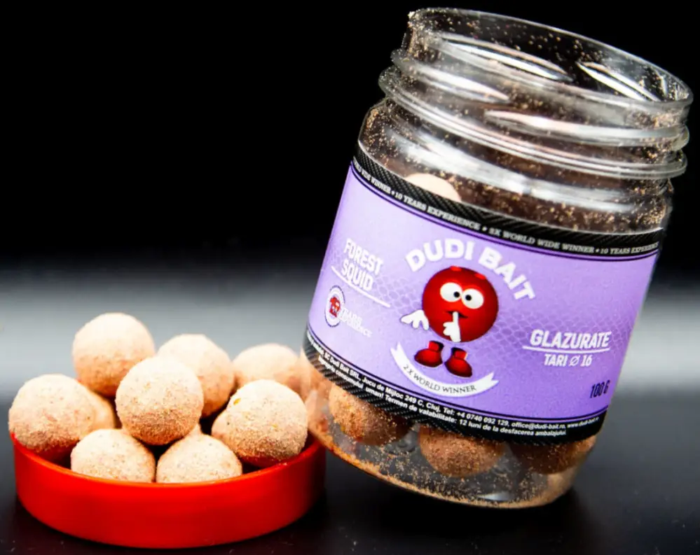 Boilies Solubil de Carlig Dudi Bait Forest Squid Glazurate, Squid&Fructe de Padure, 20mm, 100g Discount