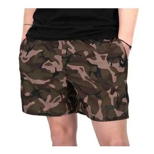 Pantaloni Scurti Pescuit Fox Light Weight Swim Shorts, Black-Camo Cel mai vândut