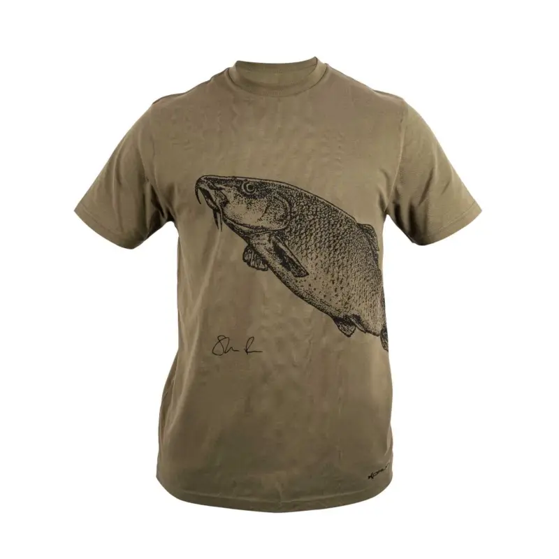 Tricou Pescar Korum Classic Barbel T-Shirt, Brown Olive Livrare gratuită
