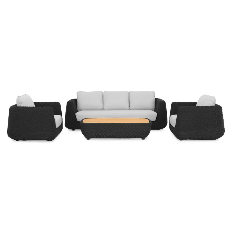 Livrare expres SAINT TROPEZ Set mobilier terasă/grădină, 2 fotolii, canapea și măsuță