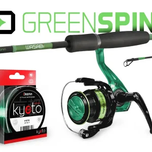 Bestseller Set Spinning Delphin GreenSPIN, Lanseta Wasabi Spin NXT, 2.10m, 10-30g, 2buc + Mulineta Elixir 2000 + Fir Kyoto Verde 0.234mm-200m