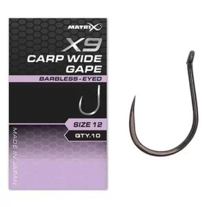 Retur gratuit Carlige Matrix X9 Carp Wide Gape Hooks Barbless, 10buc/plic