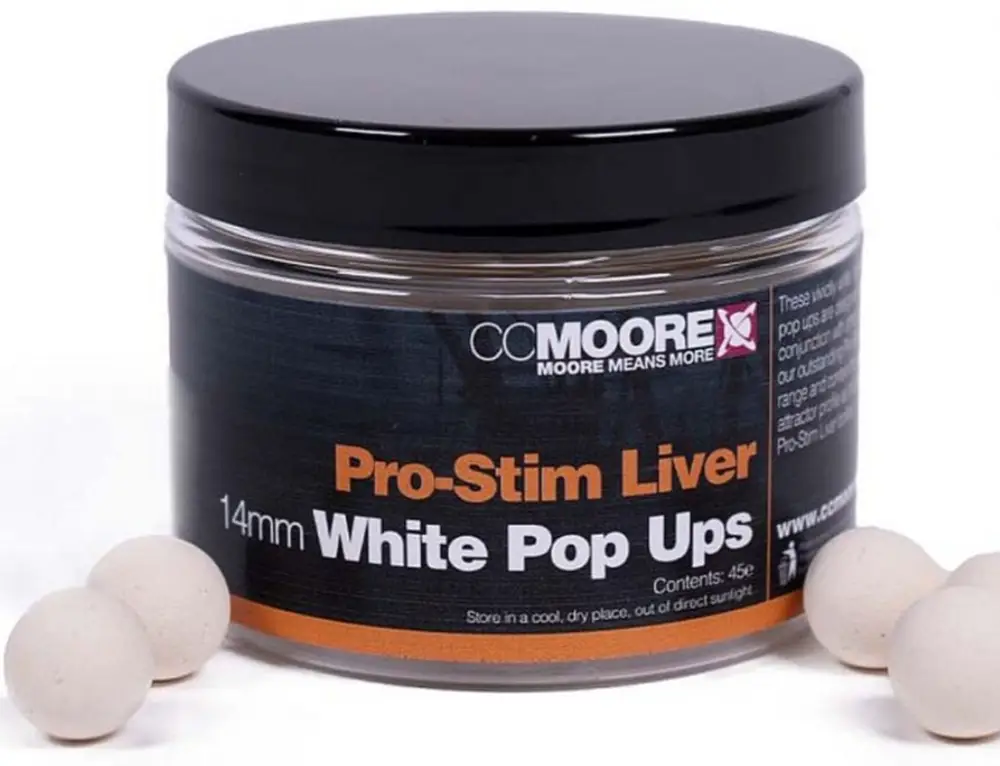 Doar azi Pop-Up CC Moore Pro-Stim Liver, 14mm, 45buc/borcan, Alb
