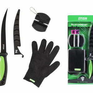 Reducere specială Set Cutit ZFish Fillet Combo - Cu Manusa Kevlar si Piatra Ascutit