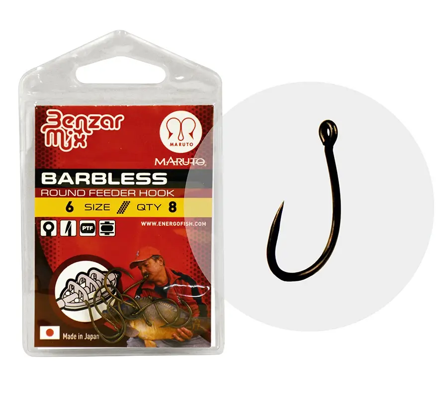 Preferatul clienților Carlige Benzar Round Feeder Barbless, 8buc/plic