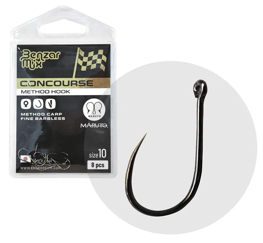 Comandă acum Carlige Benzar Mix Concourse Method Carp Fine Barbless, 8buc/plic