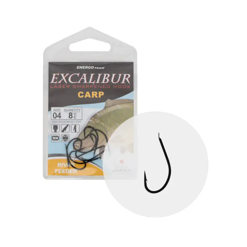 Carlige EnergoTeam Excalibur River Feeder Black 10buc/plic Livrare gratuită