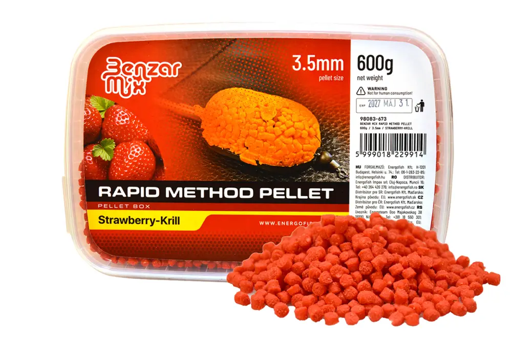 Pelete Benzar Method Rapid, 3.5mm, 600g, Capsuni Krill Reducere de preț