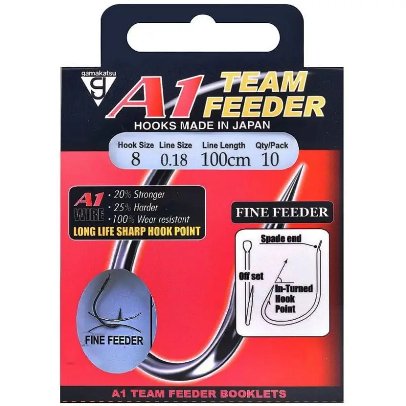Carlige legate Gamakatsu A1 Team Feeder Fine, nr.10, 0.16mm, 100cm Retur ușor