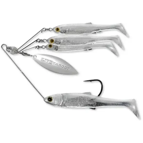 Premium Spinnerbait LiveTarget BaitBall Spinner Rig, Small, Pearl White Silver, 11g