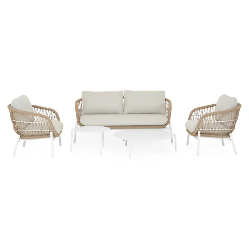 BARI Set mobilier terasă/grădină, 2 fotolii, canapea și 2 măsuțe Preț promoțional