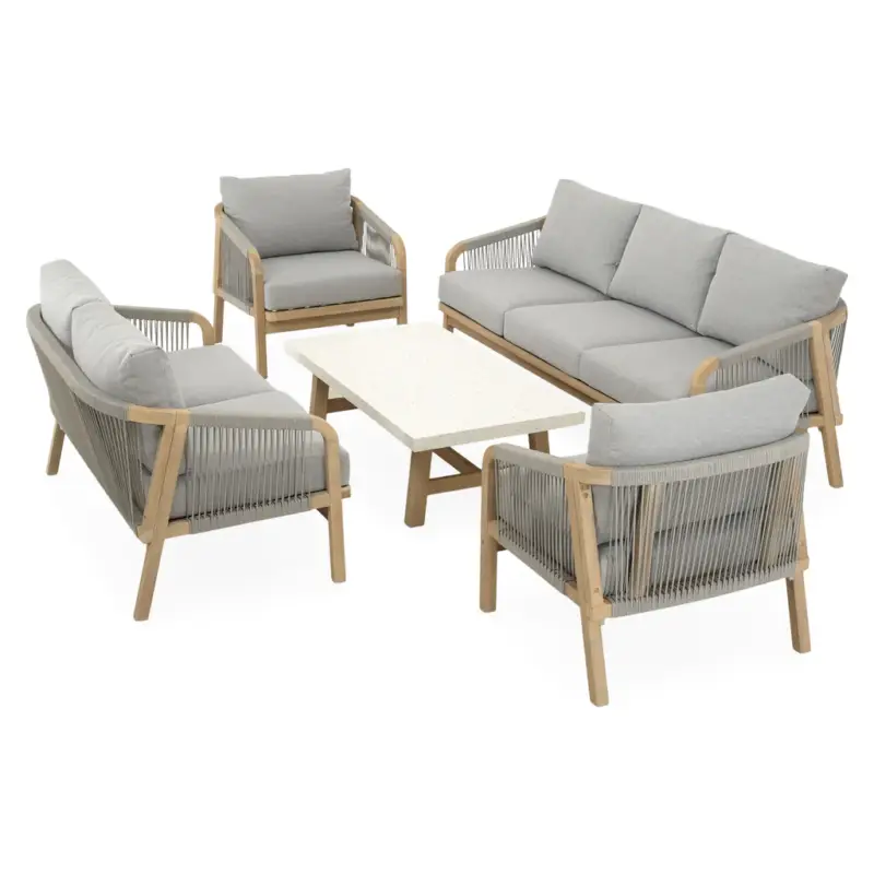 ASHEN Set mobilier terasă/grădină, 2 canapele, 2 fotolii și măsuță de cafea Disponibil imediat