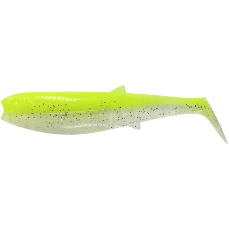 Disponibil imediat Shad Savage Gear Cannibal Shad, Flou Yellow Glow, 12.5cm, 20g, 4buc
