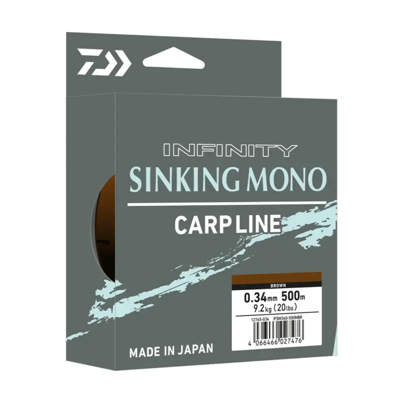 Cumpărături sigure Fir Daiwa Infinity Sinking Mono Carp Line, Brown, 0.37mm, 790m