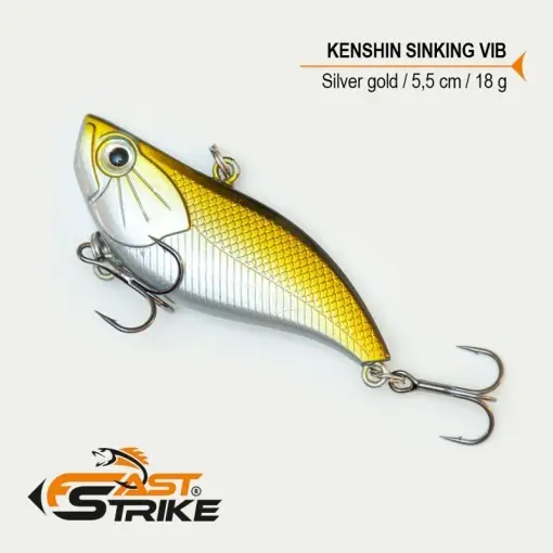 Vobler Fast Strike Kenshin Sinking Vib, Silver Gold 003, 5.5cm, 18g Plată sigură