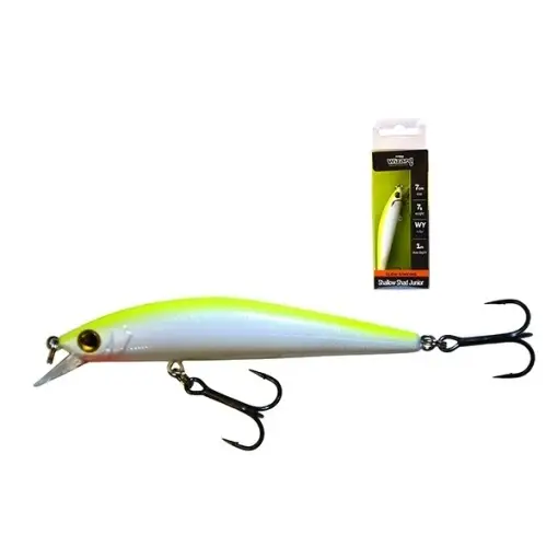Vobler Wizard Shallow Shad Junior Slow Sinking White Yellow, 7cm, 7g Ofertă