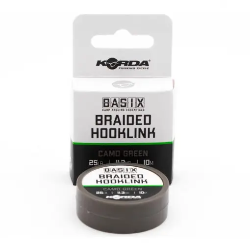 Fir textil Korda Basix Braided Hooklink, verde-camuflaj, 10m Livrare rapidă