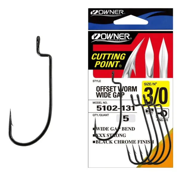 Preț mic Jig Owner 5102 No.1/0 Offset Worm Wide Gap