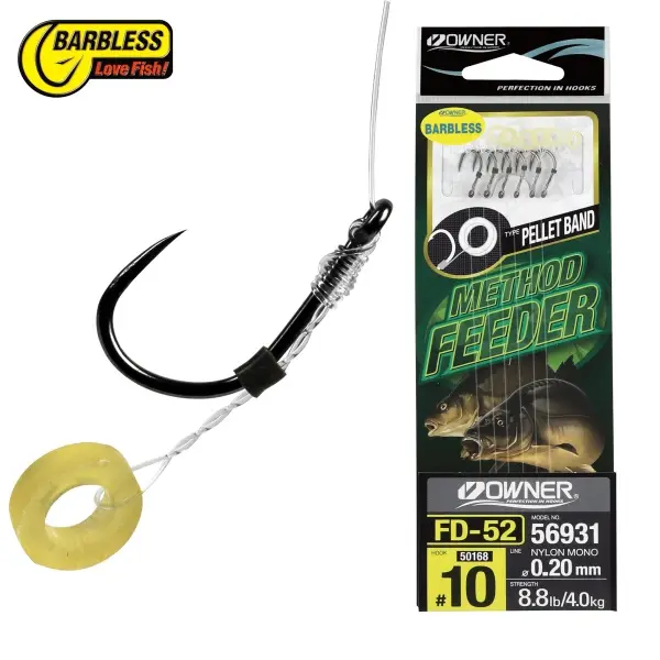 Rig Feeder Owner 56931 No.8 0.22 FD-52 Pellet Band Barbless Reducere extra