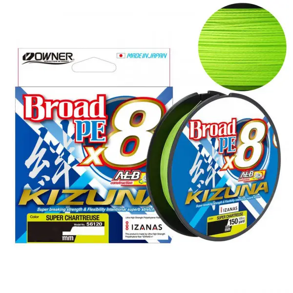 Cel mai bun preț Fir Owner Kizuna X8 Broad 0.19mm 11.90kg 135m Chartreuse