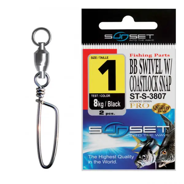 Reducere extra Agrafa Vartej Rulment Sunset ST-S-3807 No.1 8kg BB Swivel Coastlock Snap