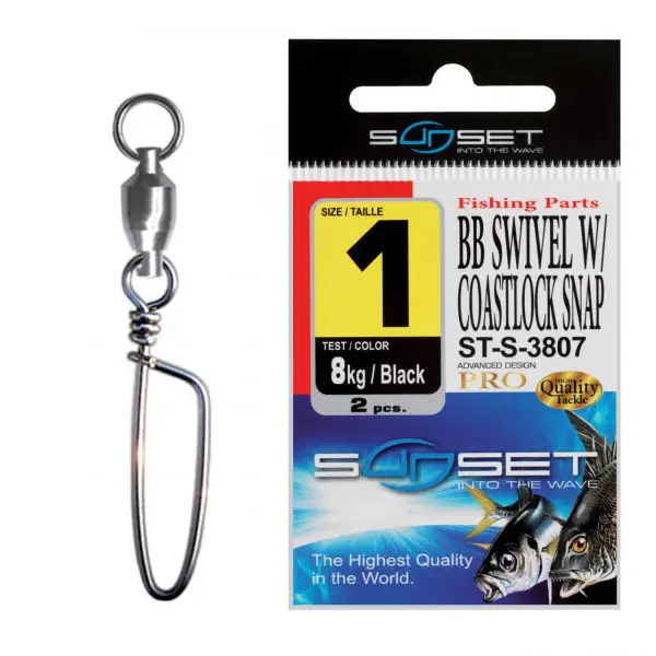 Cumpără acum Agrafa Vartej Rulment Sunset ST-S-3807 No.5 55kg BB Swivel Coastlock Snap
